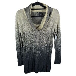 New Directions Sweater Women S Gold Metallic‎ Ombre Cowl Neck Long Sleeve Knit